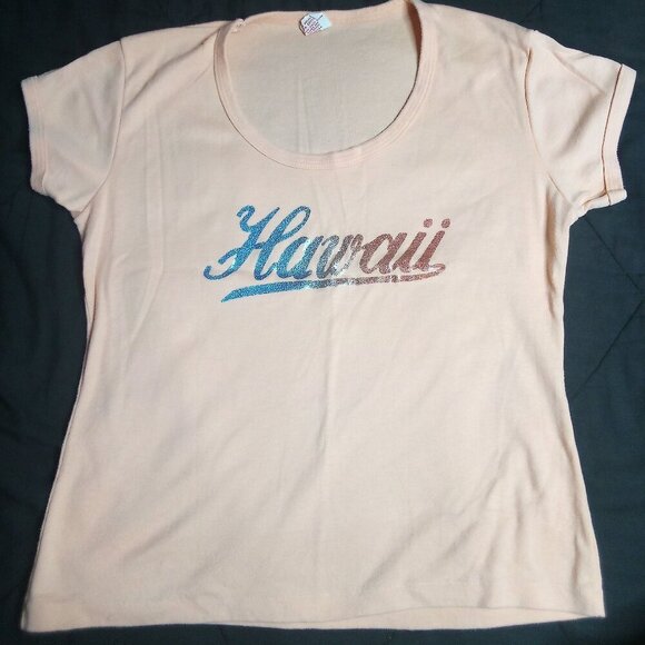 Vintage 70s Hawaii Spell Out Transfer T-Shirt - Picture 2 of 5